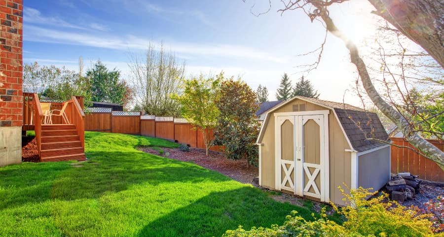 Fenced backyard with storage shed in Modesto